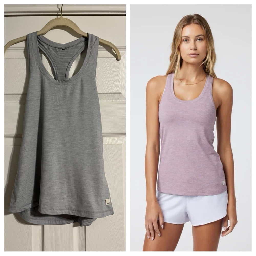 Vuori women's racerback tank top in gray